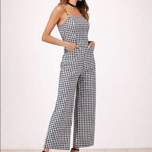 💌SOLD💌Gingham Black and White Wide Leg Jumpsuit